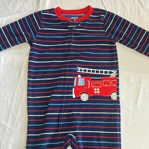 Carter's - NWT - Striped Baby Onesie with Fire Truck